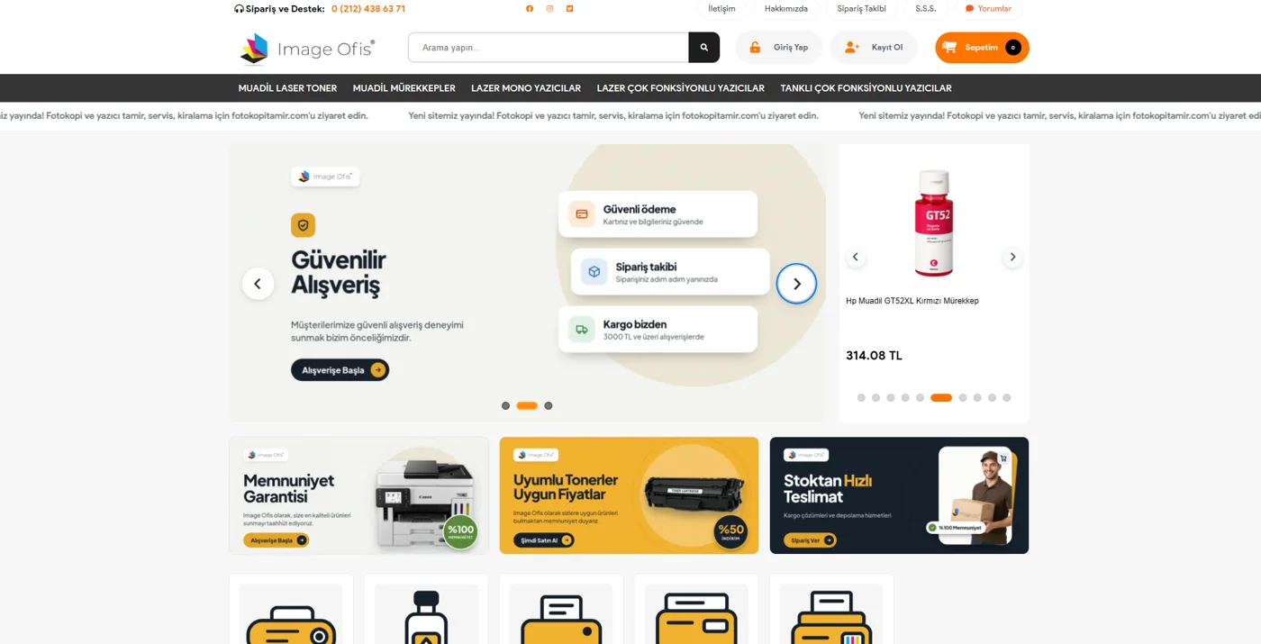 Image Ofis online mağazasının ana sayfası
